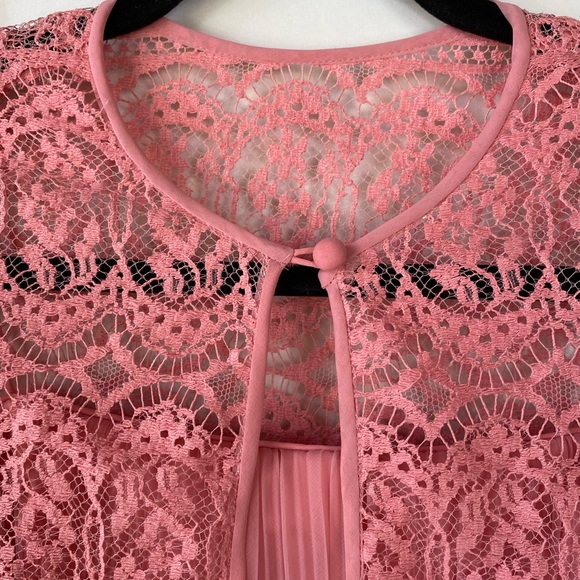 Vintage Miss Elliette California Pink Maxi Dress Matching Lace Jacket Shrug Set - Picture 13 of 13